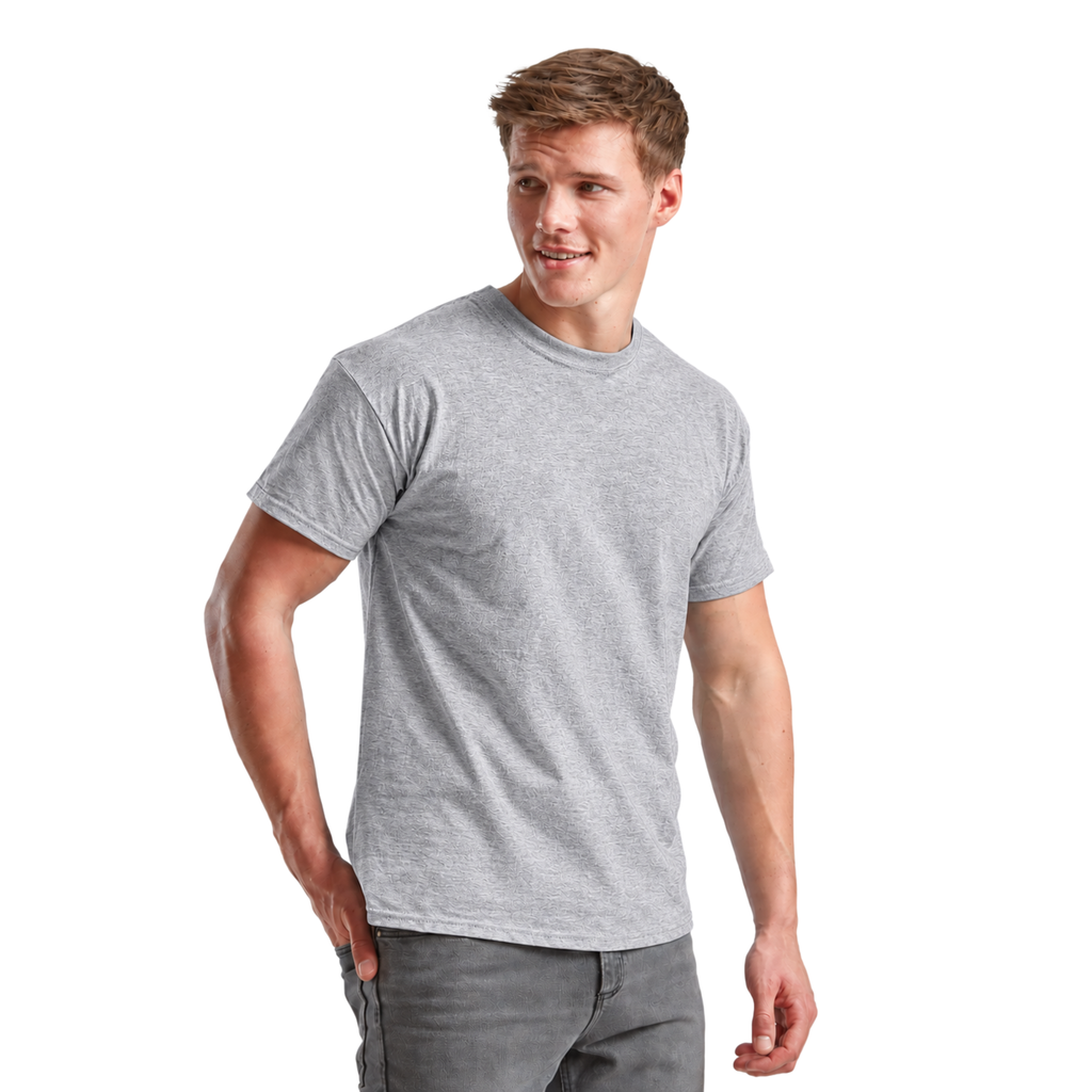 Men's Fruit of the Loom Plain T Shirt 100% Cotton Heather Grey Tee