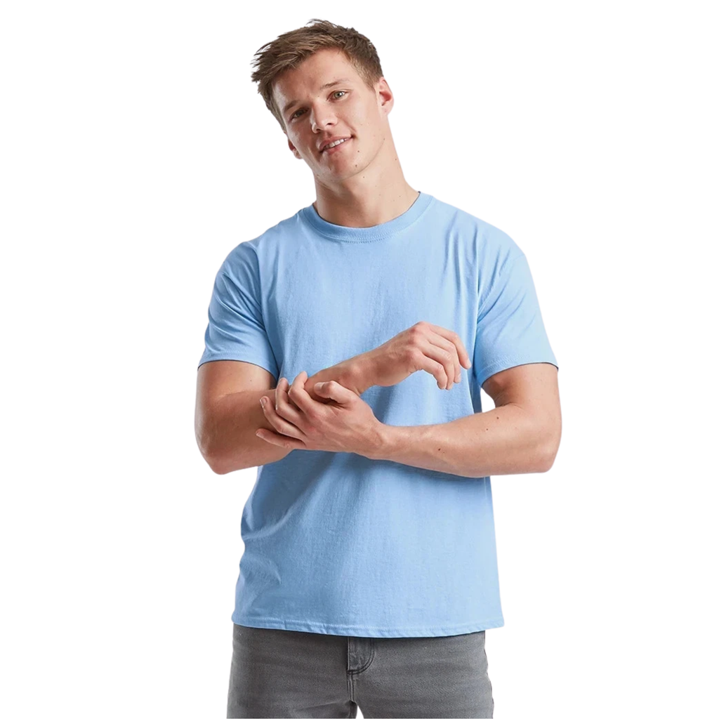 Men's Fruit of the Loom Plain T Shirt 100% Cotton Sky Blue Tee