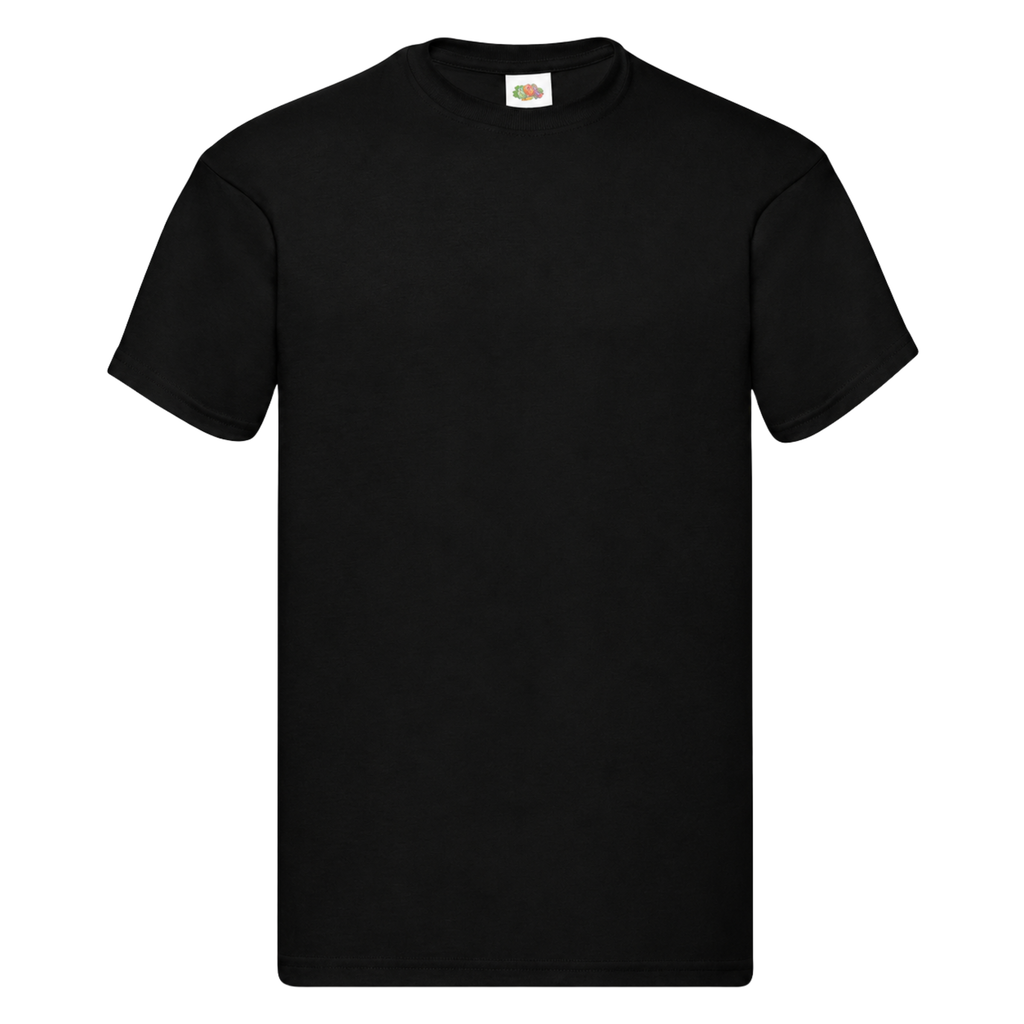 Men's Fruit of the Loom Plain T Shirt 100% Cotton Black Tee