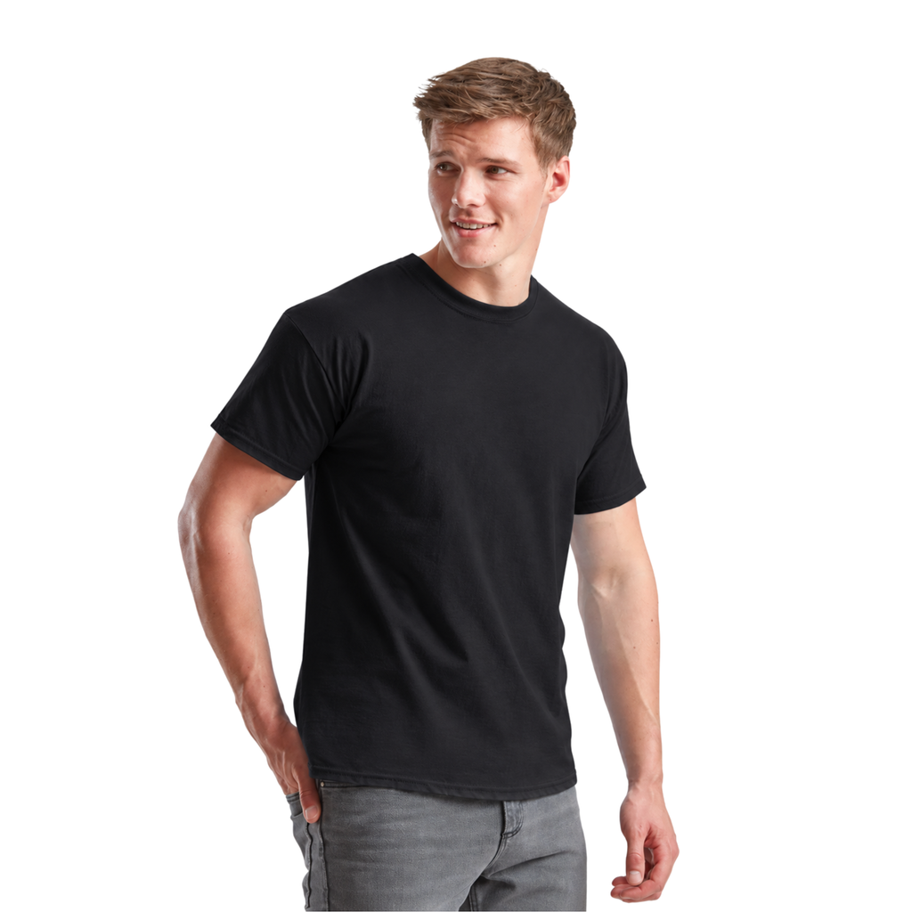 Men's Fruit of the Loom Plain T Shirt 100% Cotton Black Tee
