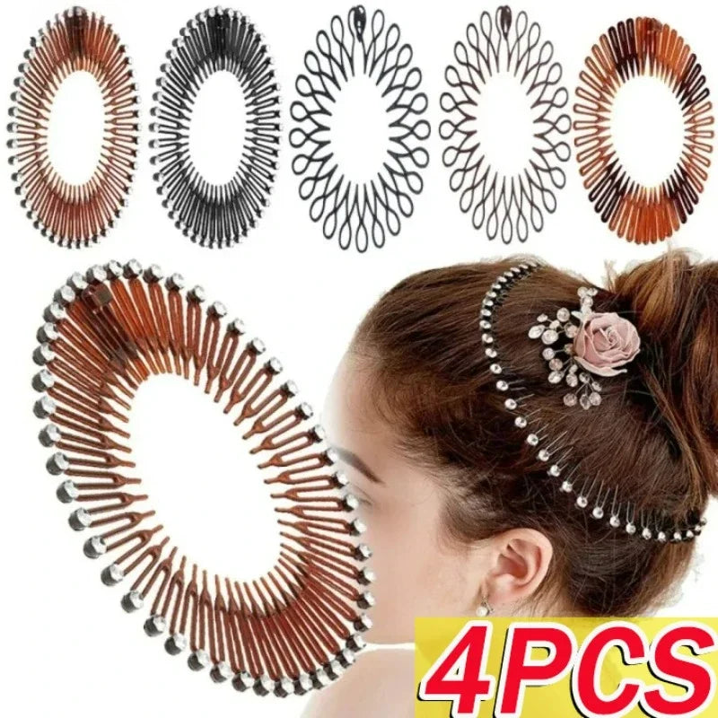 Plastic Full Circle Headbands Hair Hoop Band Clips Hairband Stretch Flexible Comb Teeth Face Wash Fixed Fashion Hair Accessories