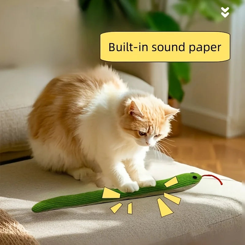 Cat Toy Snake, 1 Piece Crinkle Sound Toy Made of Soft Linen, Interactive Kitten Exercise Kick Toy Suitable for Indoor Cats 16.5inch (Approximately 42cm) Suitable for All Breeds