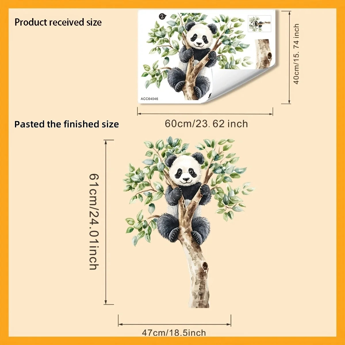1PC Creative animal wall stickers with cute panda climbing tree design, suitable for beautifying and decorating living room, bed