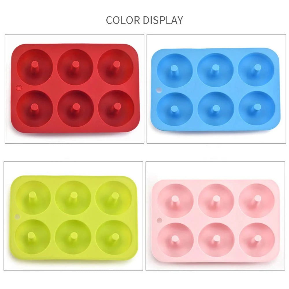 6 Holes Silicone Donut Mold Bagel Pan Non Stick Baking Heat Resistance Mini Cupcake Mould Doughnut Maker Pan Baking Tool