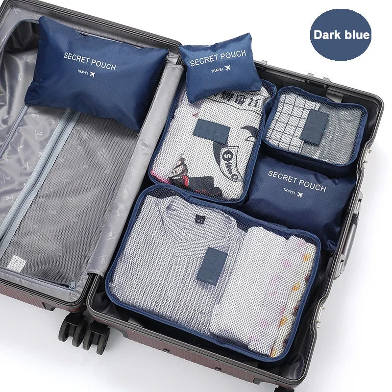 6 Pcs Travel Clothes Storage Bags Set Portable Luggage Organizer Packing Cubes for Suitcase Shoes And Clothes Portable Pouch