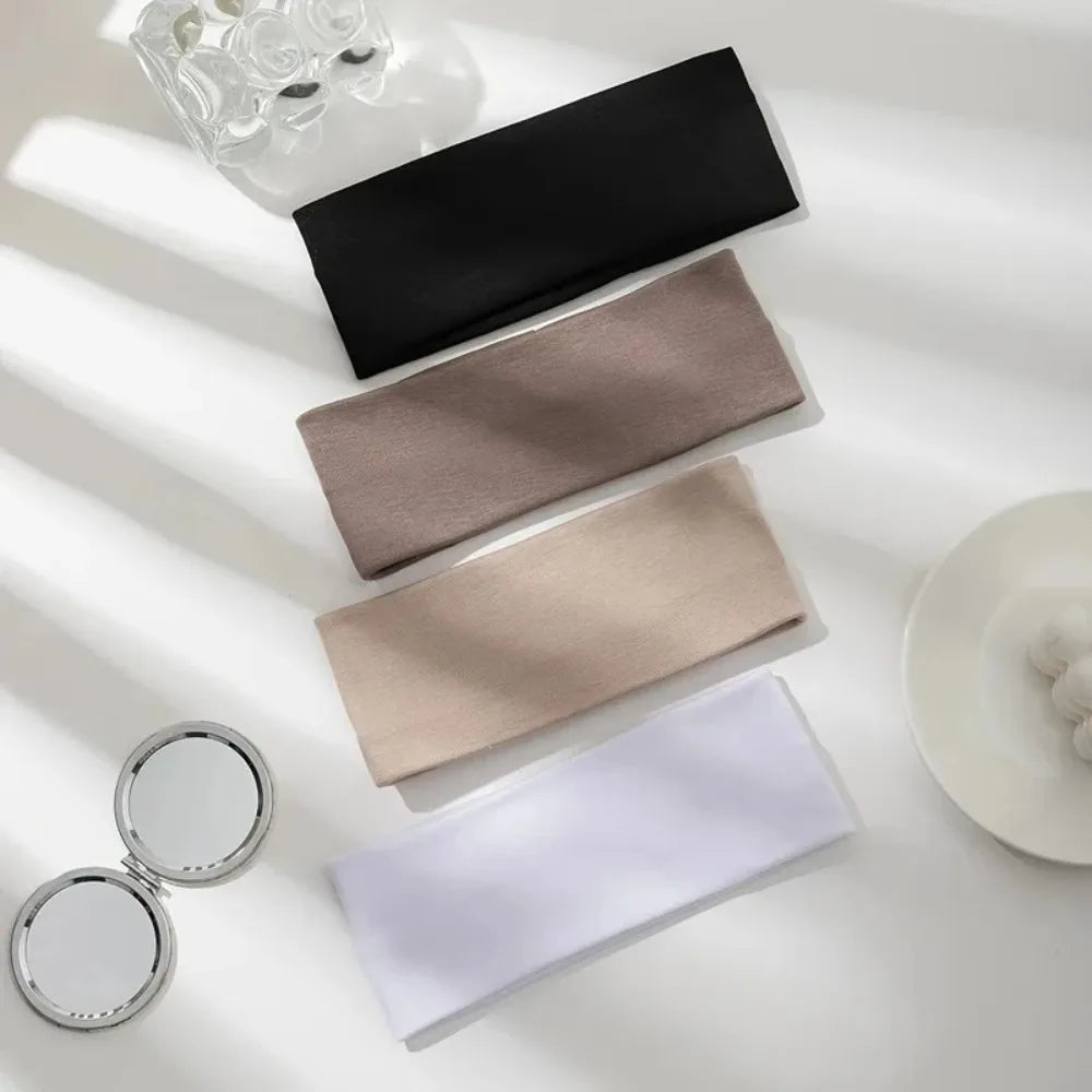 2026 New 4Pcs Women's Solid Color Elastic Hair Bands Simple Fashion Cute Makeup Face Wash Vintage Sports Yoga Running Headbands
