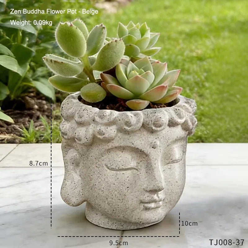 Zen Buddha Statue Resin Planter Flower Pot Home Courtyard Garden Decor Handicraft Ornament Indoor Outdoor Green Plant Gift