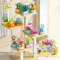 HUIQIBAO MOC Flower Succulent Potted Model Building Block DIY Eternal Bouquet Home Desk Plant Decor Brick Girl Gift Children Toy
