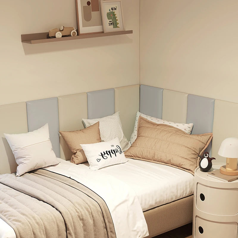 5PCS/SET 3D Wall Stickers Kids Anti-collision Leather Wall Panels Wallpaper Self-adhesive Soft Bag Peel and Stick Headboard Deco