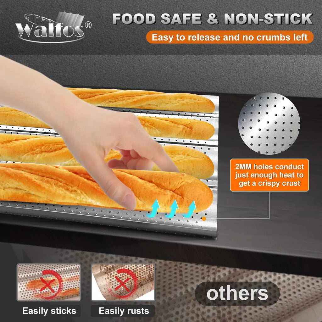 Baguette Pan French Bread Baking Mould Bakeware Groove Waves Mold Cake Oven Pastry Tray Dishes Cooking Accessories Toaster Tool