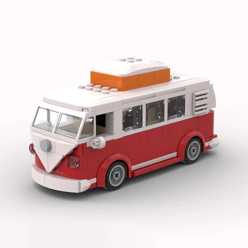 MOC Technical Car Creative VW T1 Camper Van and Trailer 6 Studs Width City Camp Truck Sets Building Blocks Kid Toys Gift