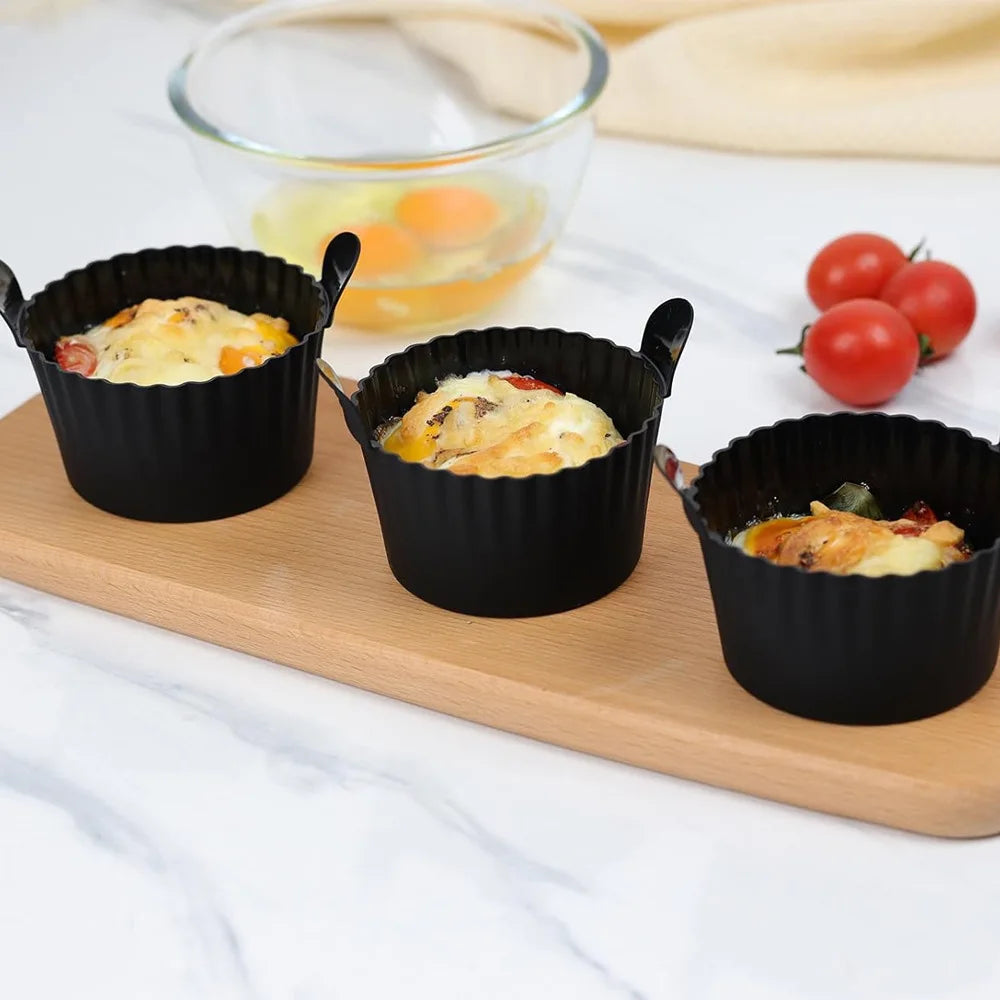 Dishwasher Safe Air Fryer Silicone Egg Cups Silicone Egg Cooker Mold Reusable Egg & Cake Baking Cups Safe Ramekins Muffin Liners