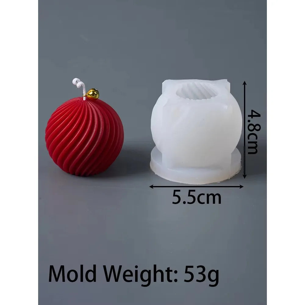 3D Rotate Ball Silicone Candle Mold Winter Christmas Souvenirs DIY Stripes Aromath Soap Resin Plaster Crafts Making Home Decor