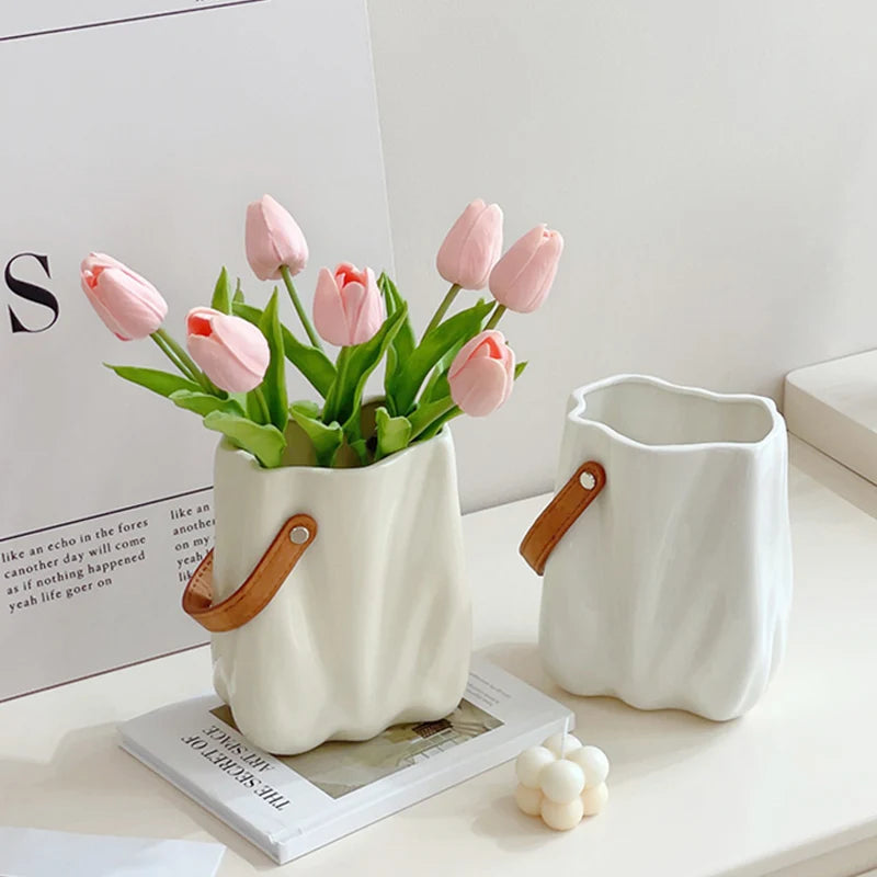 Simple Plastic Vase Pots for Plants Flower Arrangement Vase Decorative Vase Art Plastic Flowerpot Desktop Vase Flower Bottle