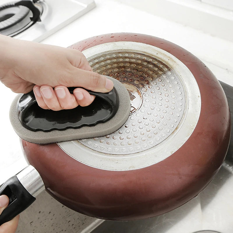 Emery Sponge Cleaning Brush with Handle for Kitchen & Bath