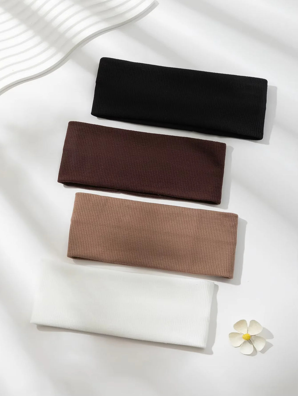 2026 New 4Pcs Women's Solid Color Elastic Hair Bands Simple Fashion Cute Makeup Face Wash Vintage Sports Yoga Running Headbands
