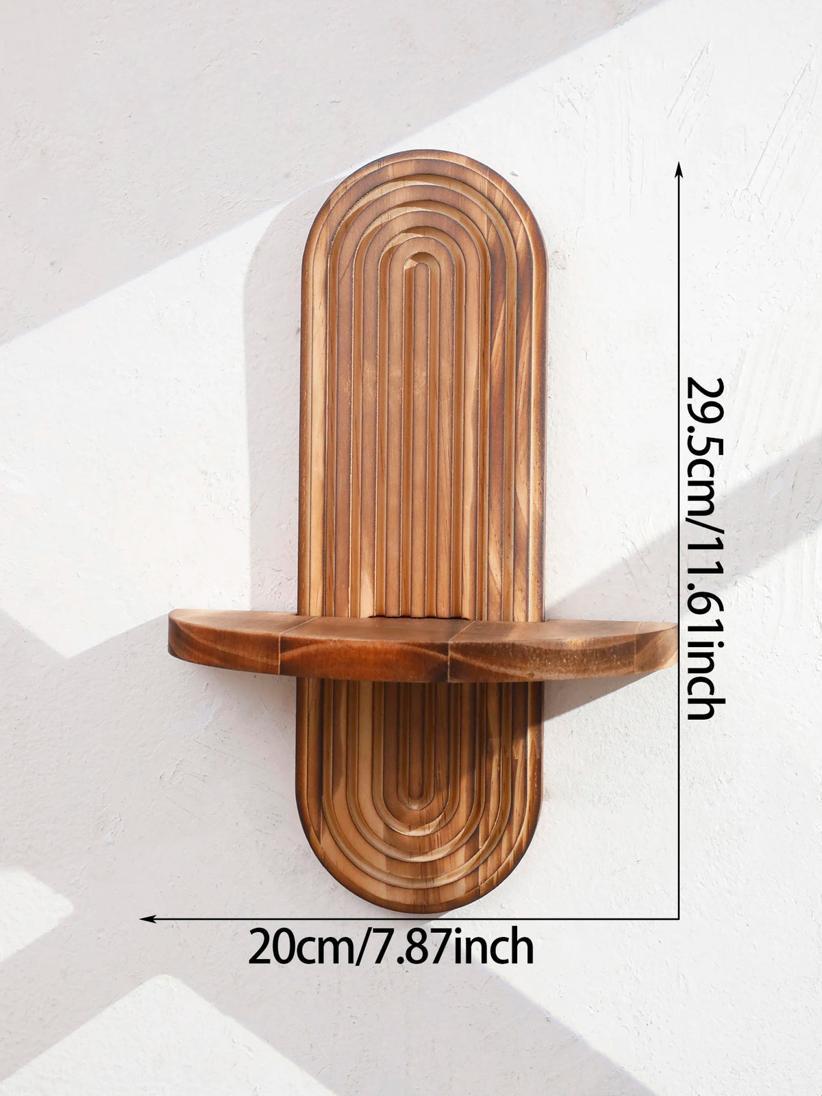 1Pc Boho Style Wooden Wall Shelves - Geometric Wall Mounted Shelves, Natural Wood Finish, Modern Home Decor, Plant Decorative