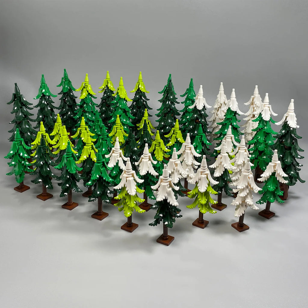 DIY  Pine Tree Model Kit - Snowy Christmas Tree Street Forest Compatible with Building Blocks & Assemble Particles