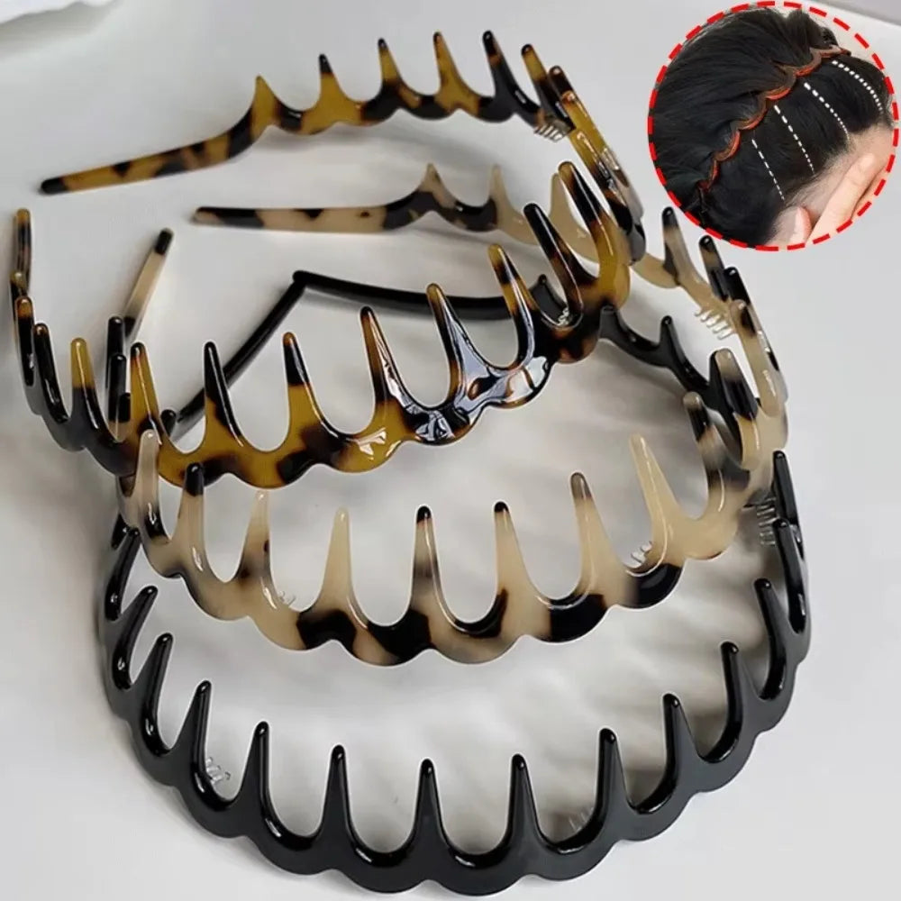 Women Wave Headband, Solid Color Toothed Non Slip Hair Band, Girls Face Washing Sports Hairband, Hair Accessories