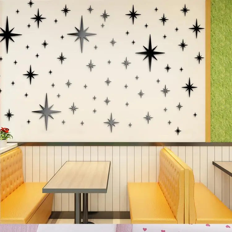 3D Star Mirror Wall Sticker Large Medium and Small Combination Acrylic Mirror Wall Sticker Home Living Room Wall Decorations