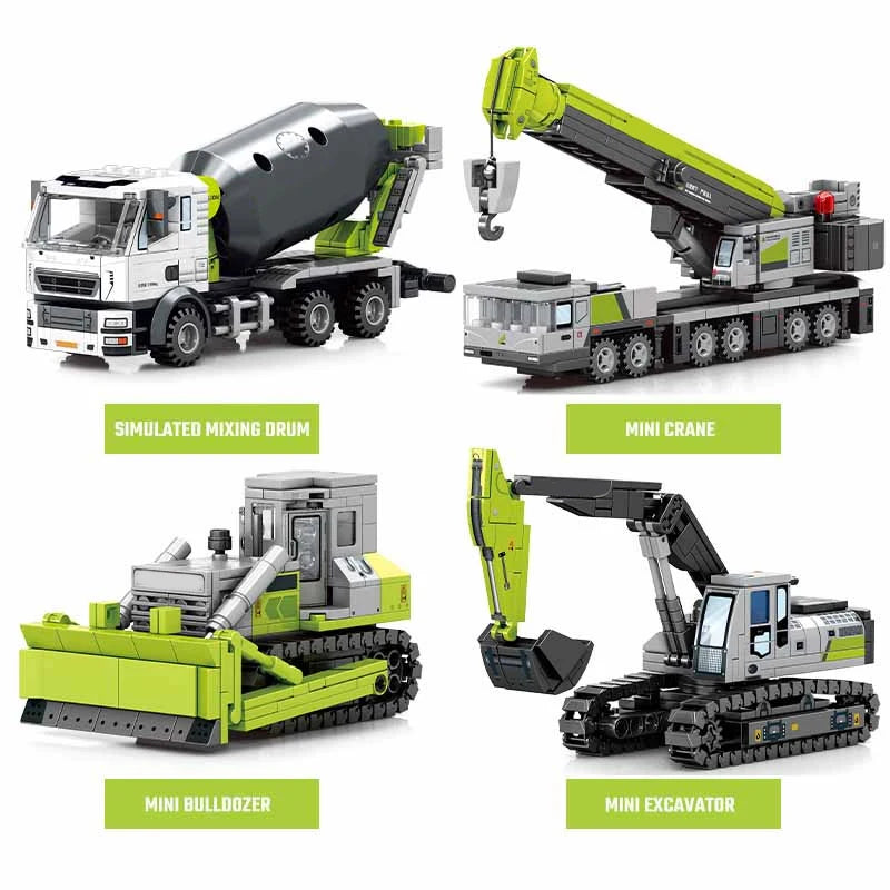 SEMBO Engineering Vehicle Assemblage Building Blocks Kits MOC Excavator Mixer Truck Model Bricks DIY Educational Toys Boys Gifts