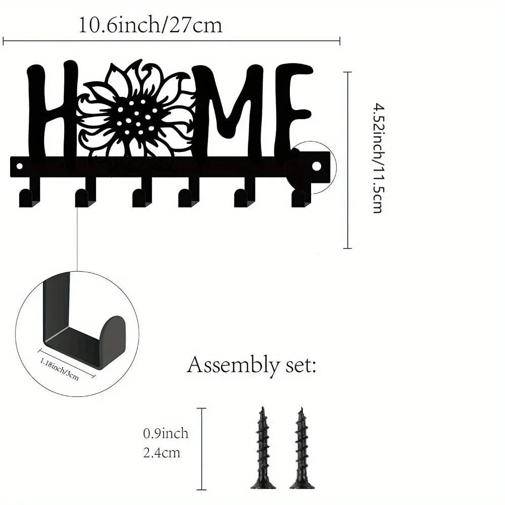 1pc Metal Wall Hooks Key Holder, Wall Mounted Coat Rack, Iron Art Decor For Home Kitchen Door