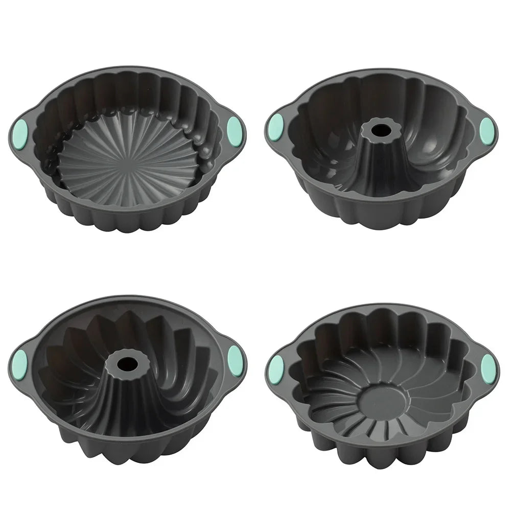 Round Silicone Cake Mold 3D Spiral Pattern Bundle Pan Nonstick Birthday Cake Pan Brownie Dessert Cake Decor DIY Baking Tool
