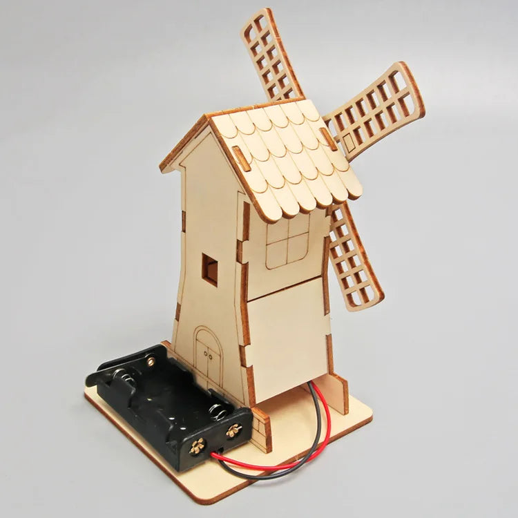 Electric Windmill Hut Student Educational Science and Education Toys Creative Technology Production Handmade Material Package