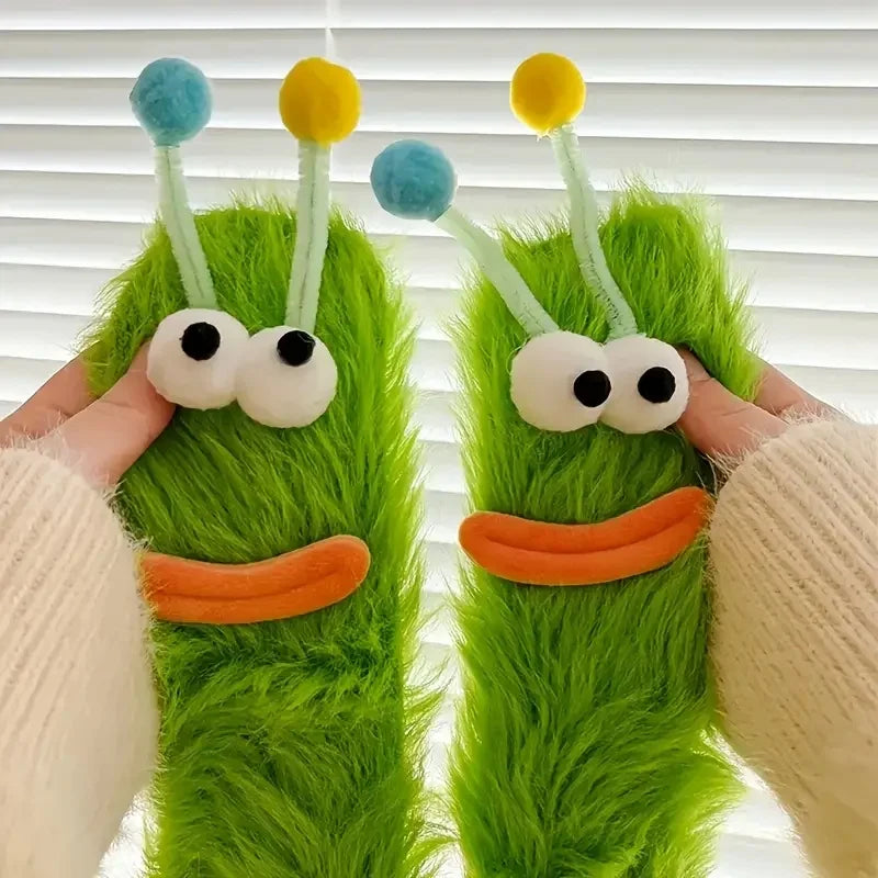 3D Monster Plush Socks, Soft Cartoon Character Socks with Face, Cute Novelty Gift.