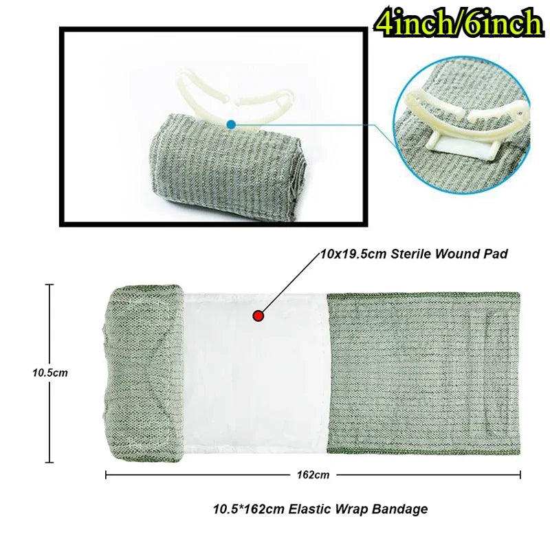 4/6in Israeli Bandage - Tactical Trauma Kit, Military-Grade Compression for Outdoor Emergency IFAK First Aid Wound Dressing