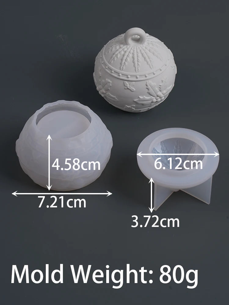Round Christmas Jar Silicone Mold DIY Handmade Relief Berry Snowflake Scented Candle Jar Gift Box Plaster Craft Mold Home Decor