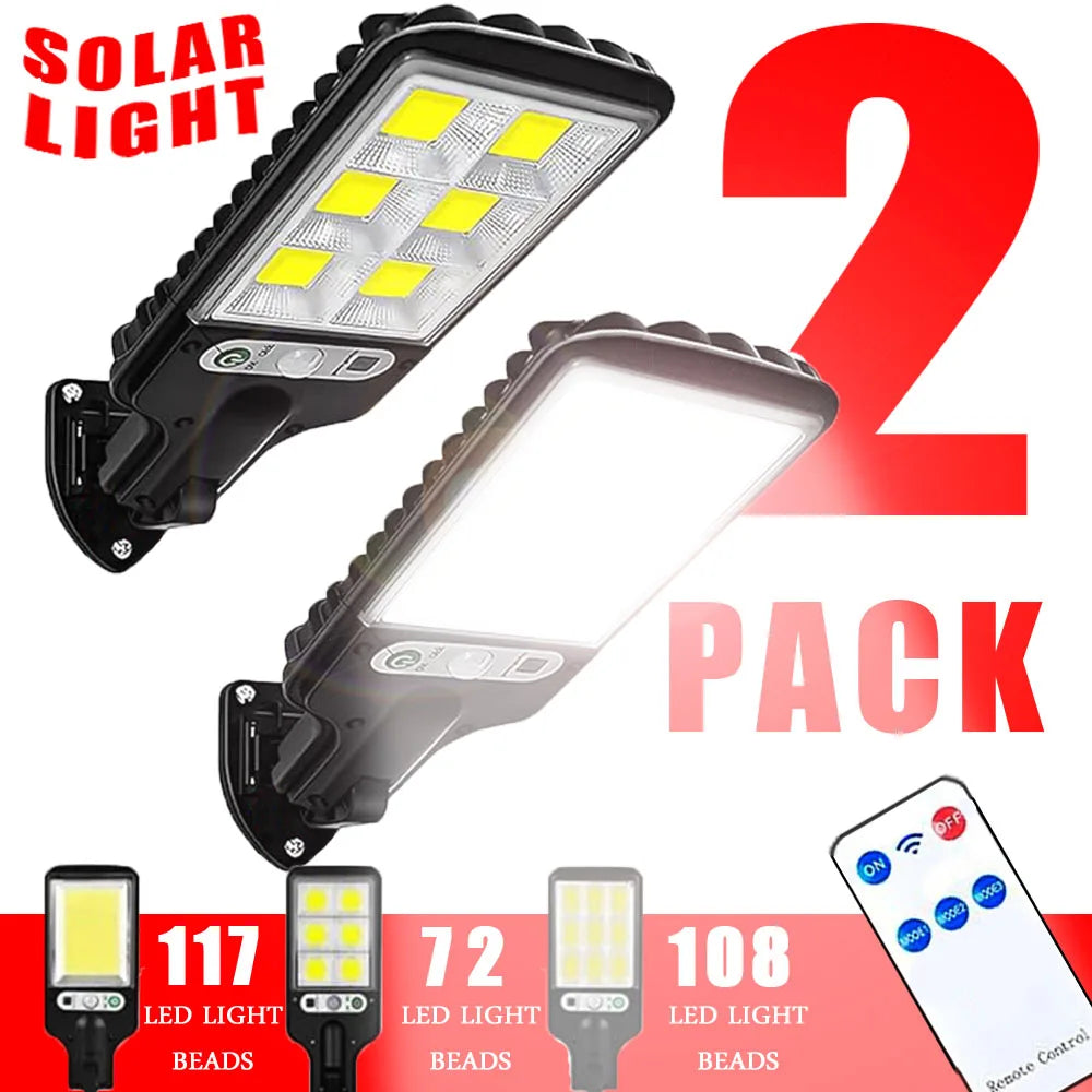 108 LED Solar Lights Outdoor With 3 Mode Waterproof Motion Sensor Security Lighting LED Wall Street Lamp for Garden Patio Path