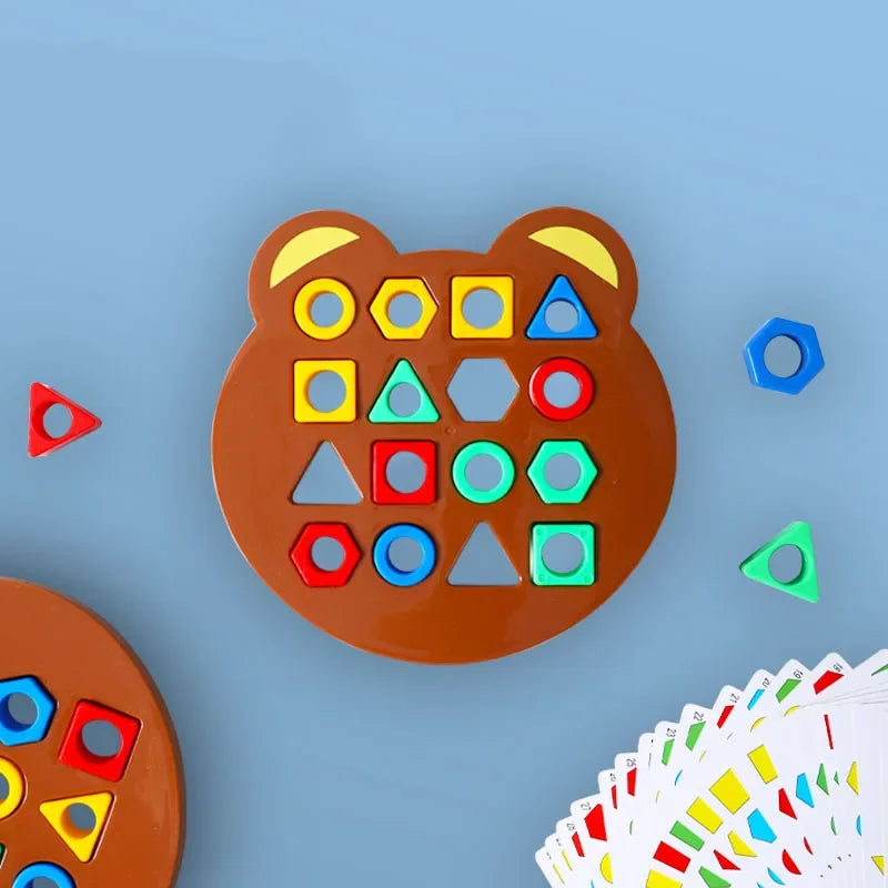 1 Set Little Bear Geometry Matching Puzzle Toys Montessori Parent Child Interactive Jigsaw Board Game Kids Early Educational Toy
