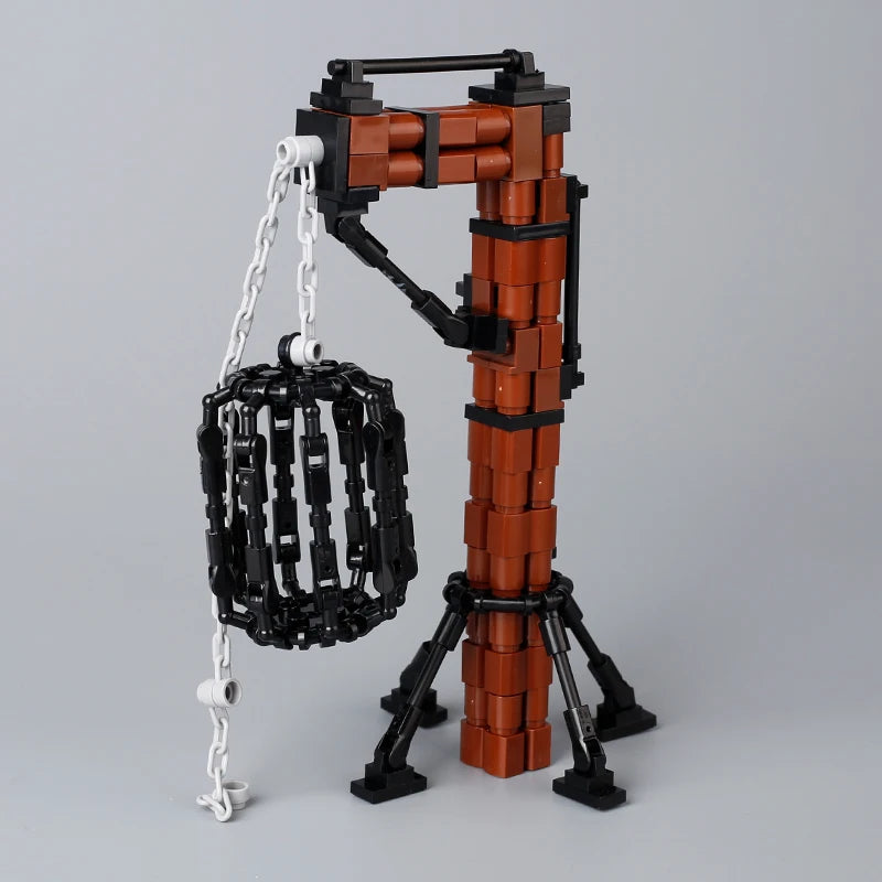 MOC Medieval Prison Execution Ground Hanging Cage Building Blocks Kit Castle Scene Assemble Toys