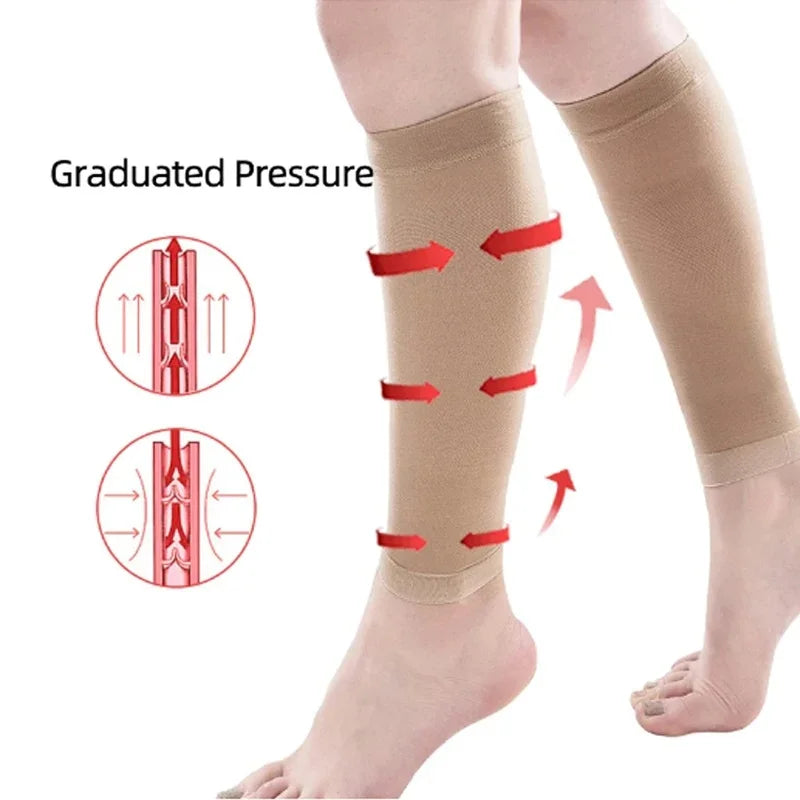 Footless Calf Compression Sleeves 20-30mmHg Medical Gradient Compression Calf Socks Replacement Stockings
