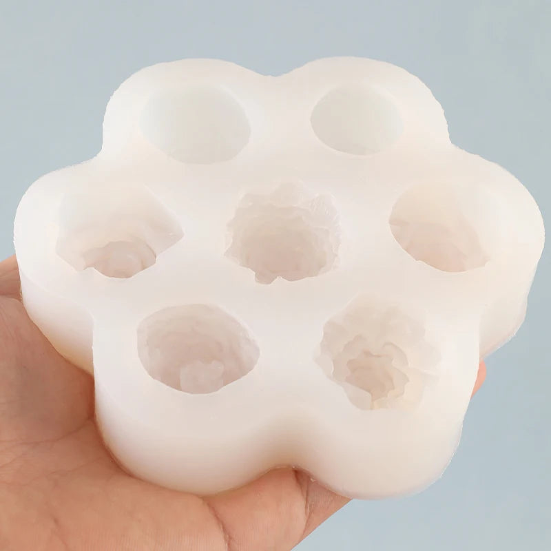 Multiple 7-hole rose and peony silicone molds for baking DIY cakes, chocolate, plaster, resin, and candle molds