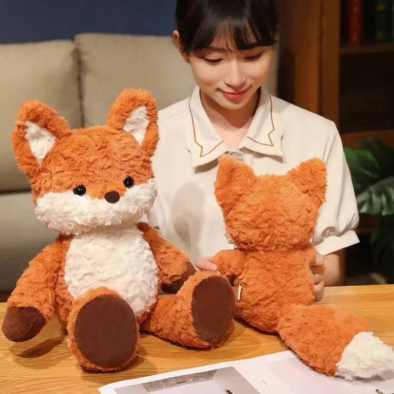 35cm/50cm Cute Fluffy Fox Plush Toy Soft Cartoon Orange Foxes Stuffed Doll Appease Birthday Gift
