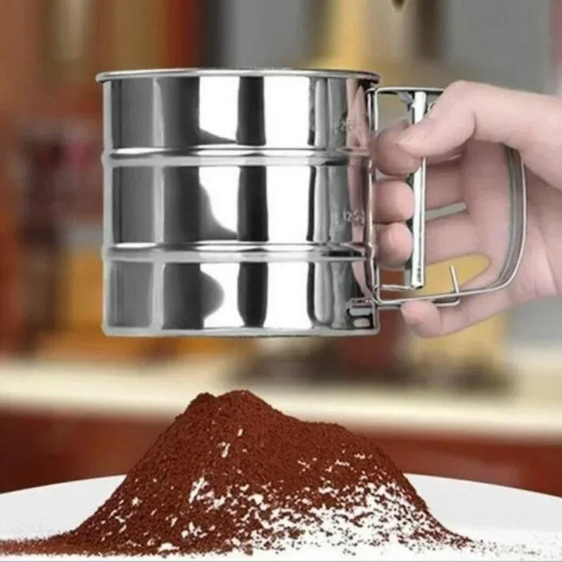 Hand Held Small Flour Sieve Baking Utensils Stainless Steel Manual Sieves Cup Stainless Steel Powder Sieve Kitchen Baking Tools