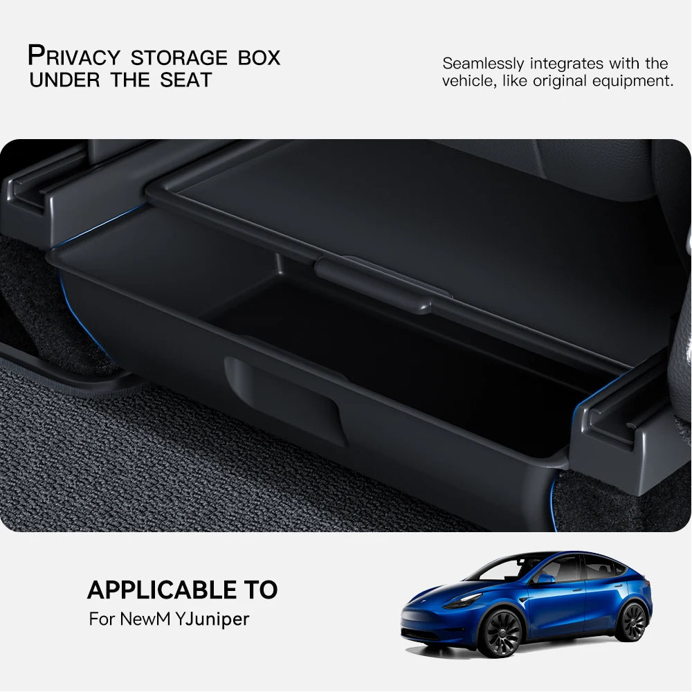 YZ For Tesla Model Y Juniper 2025+ YL  Under Seat Storage Box Car Interior Accessories Drawer Type Organizer Storage Lower Box