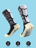 1 Pair Men's Football Socks with Grip, Non Slip Anti Slip Athletic Socks with Cushion Pads for Football/Basketball/Hockey