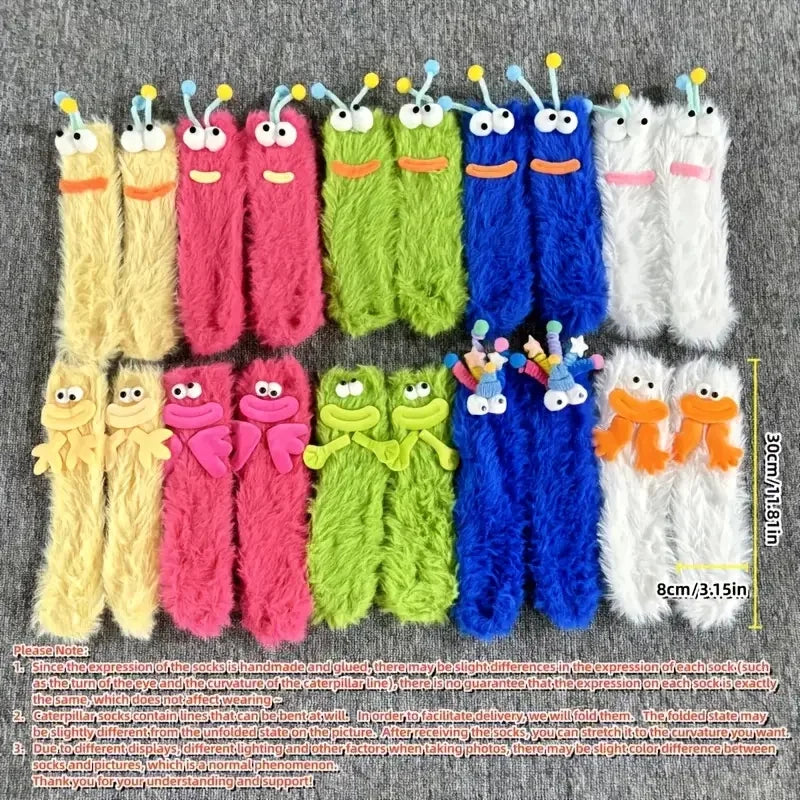 3D Monster Plush Socks, Soft Cartoon Character Socks with Face, Cute Novelty Gift.