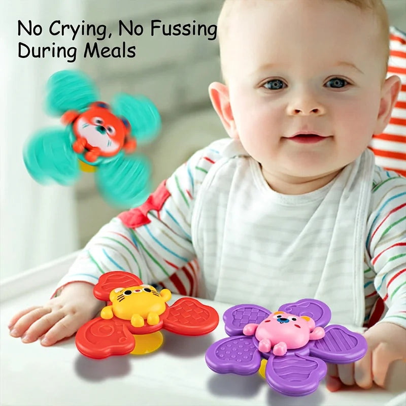 Children High Chair Toys Suction Cup Spinner Dining Table Rattles Fidget Educational Montessori Calming Travel Toy Gift