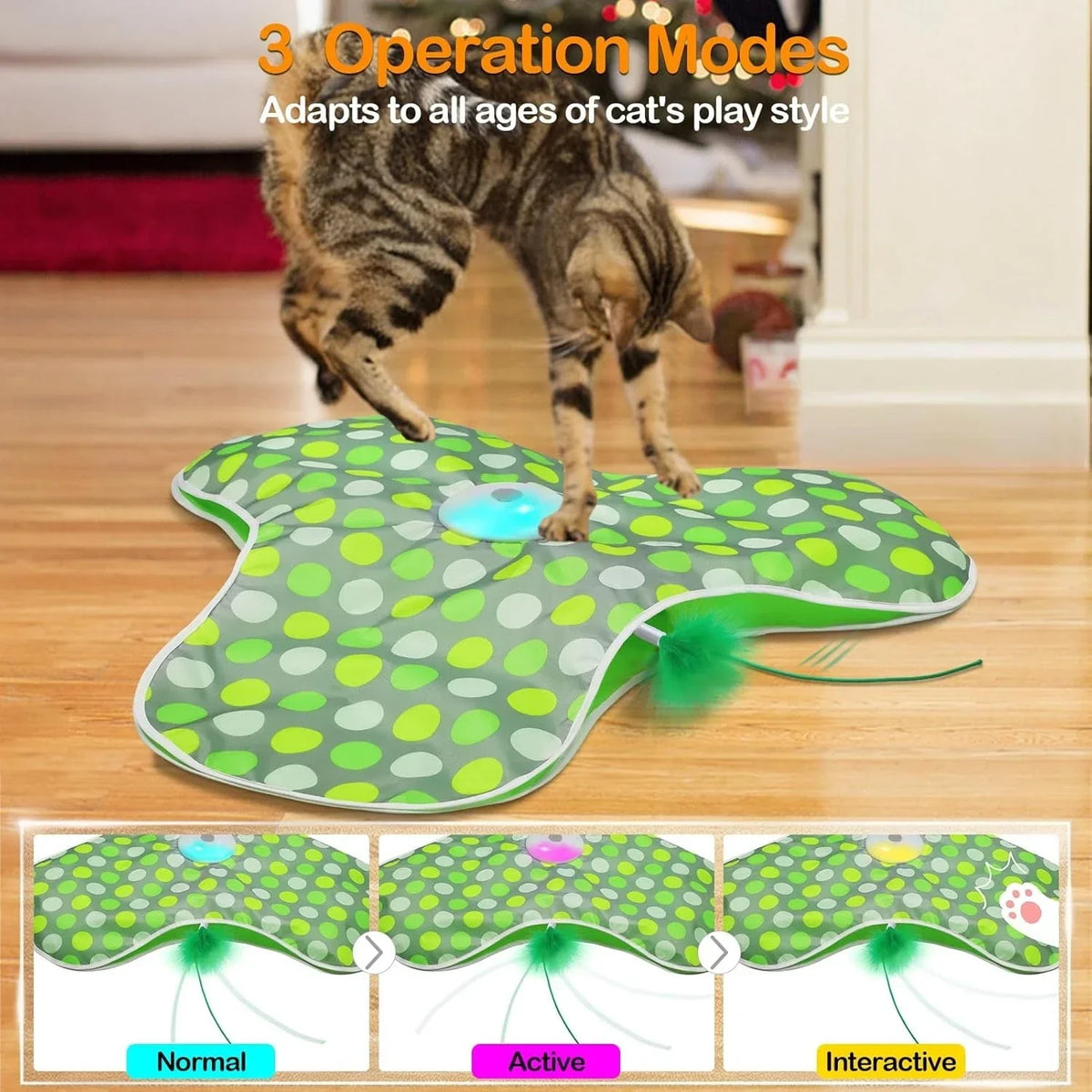 Smart Cat Toys Interactive Hide and Seek Cat Toy with Mouse Squeaky Motion Activated Moving Concealed Feathers Kitten Teaser Toy