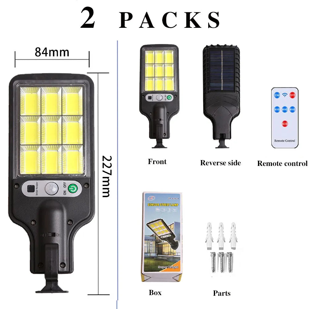 108 LED Solar Lights Outdoor With 3 Mode Waterproof Motion Sensor Security Lighting LED Wall Street Lamp for Garden Patio Path