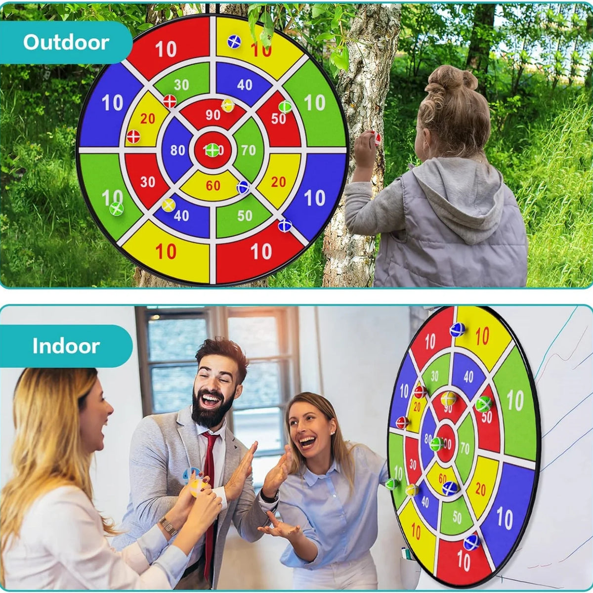 29" Kids Dart Board with Sticky Balls Large Indoor/Outdoor Fun Party Game Toy for Boys Birthday Play