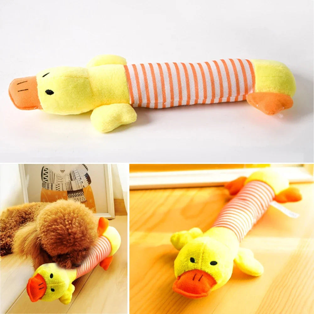 Plush Cute Elephant Duck Pig Pet Dog Cat Squeak Sound Dog Toys Funny Fleece Durability Chew Molar Toy Fit for All Pets