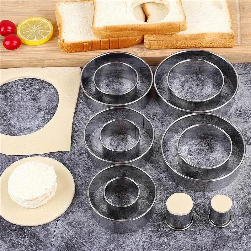 5PCs round stainless steel biscuit mold dumpling skin cutting mold DIY biscuit pastry cake baking tools kitchen baking gadget