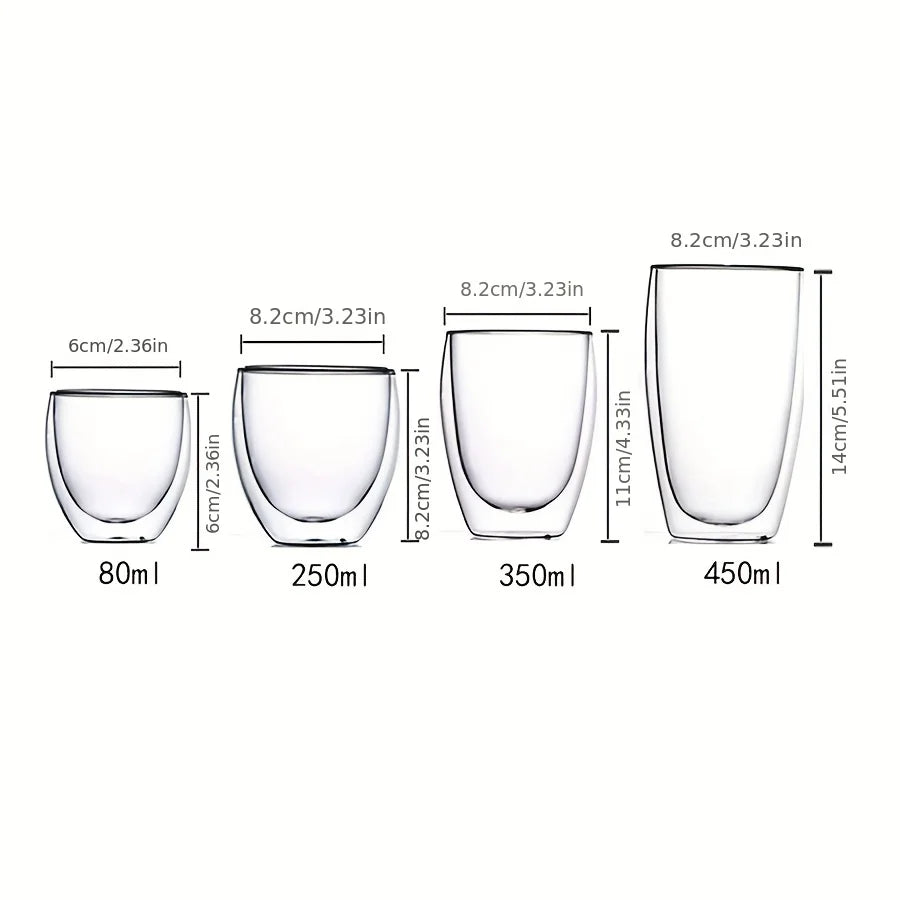 Double Wall Glass Cup Heat Insulation Transparent Handmade Tea Drink Cups MINI Whisky Glasses Espresso Coffee Mug