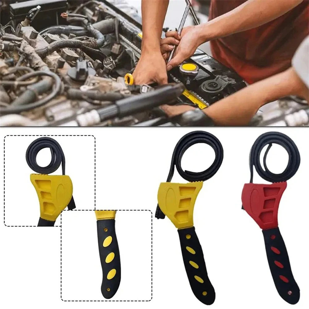 6inch Belt Wrench Oil Filter Puller Strap Spanner Chain Wrench Strap Opener, Adjustable Disassembly Tool