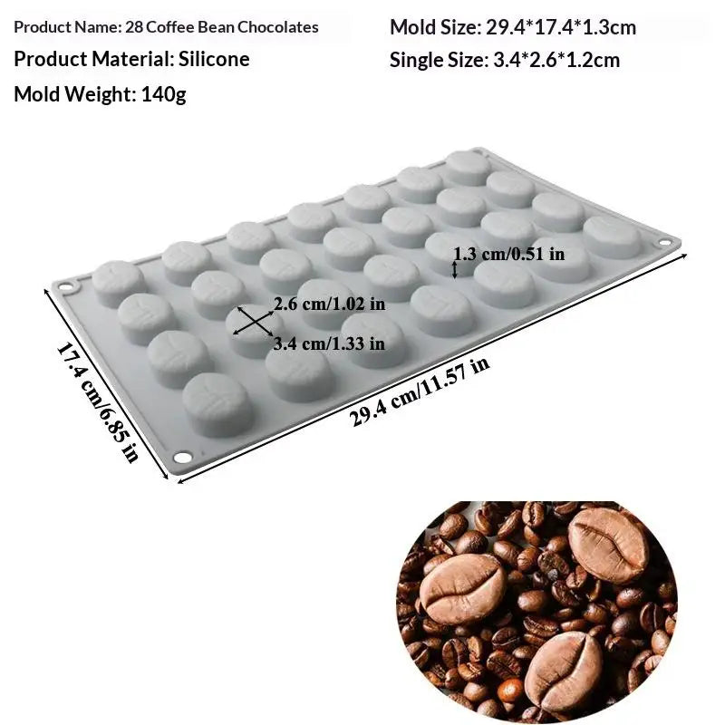 Coffee Bean Shaped Silicone Pastry Mold, 6/28 Cavity Design, DIY Mousse Cake Making Mould, French Dessert Baking Accessories